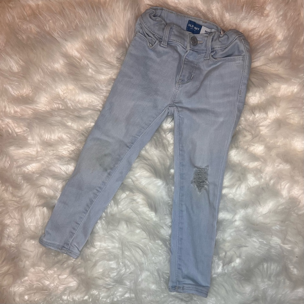 Toddler girl skinny distressed blue old navy jeans size 3T excellent condition